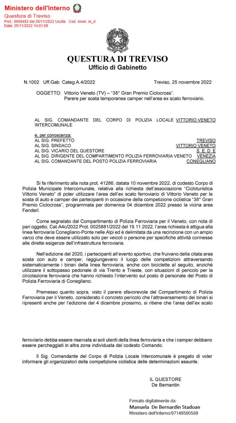 Comunicazione importante dal 38° GP Città di Vittorio Veneto